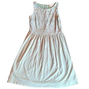 Loft Pastel Cottagecore Eyelet Dress Womens 4 Green Prairie Babydoll Peasant